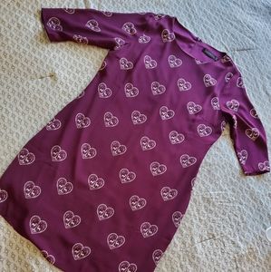 Dark Maroon Deer Print Shift Dress